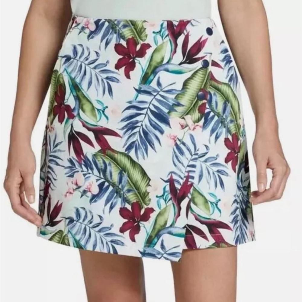 NWT Lady Hagen Women's 16" Palm Print Overlap Golf Skort